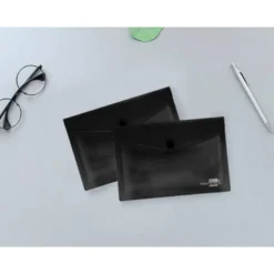 Carpeta dossier broche Liderpapel DIN A7 polipropileno 180 micras 50 hojas color negro