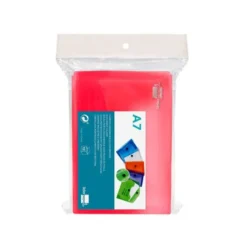 Carpeta dossier broche Liderpapel DIN A7 polipropileno 180 micras 50 hojas color rojo
