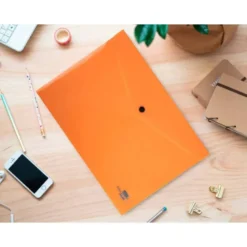 Carpeta dossier broche Liderpapel DIN A4 polipropileno 180 micras 50 hojas color naranja