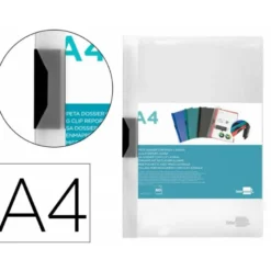 Carpeta dossier con pinza lateral Liderpapel 60 hojas Din A4 color transparente