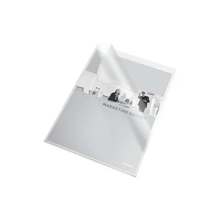CARPETA DOSSIER UÑERO PLASTICO ESSELTE FOLIO PVC TRANSPARENTE 140 MC CAJA DE 100 UNIDADES