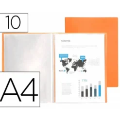 Carpeta escaparate Liderpapel DIN A4 10 fundas polipropileno color naranja