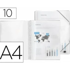 Carpeta escaparate Liderpapel DIN A4 10 fundas polipropileno color transparente