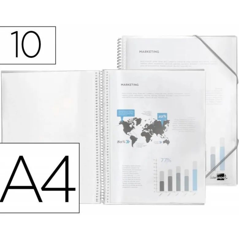 Carpeta escaparate Liderpapel DIN A4 10 fundas polipropileno color transparente