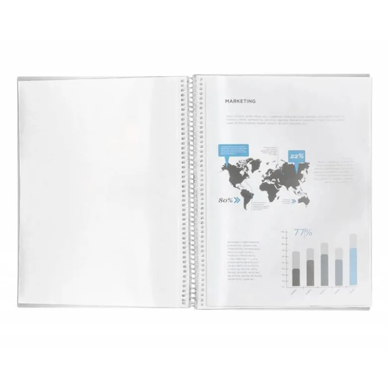 Carpeta escaparate Liderpapel DIN A4 poliporpileno con 80 fundas color transparente