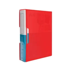 Carpeta escaparate Liderpapel DIN A4 100 fundas polipropileno con cajetín color rojo