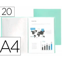 Carpeta escaparate Liderpapel DIN A4 poliporpileno con 20 fundas color verde