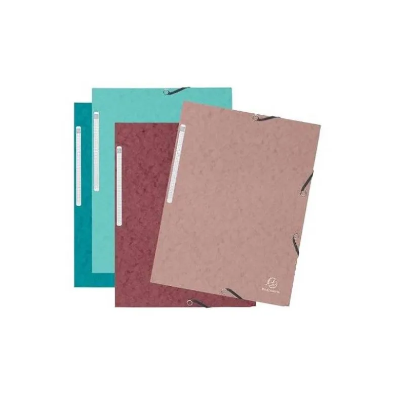 CARPETA EXACOMPTA SKANDI GOMAS CARTON TRES SOLAPAS DIN A4 LOTE DE 4 UNIDADES COLORES SURTIDOS
