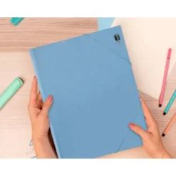 Carpeta gomas con solapa Liderpapel DIN A4 polipropileno 400 micras 100 hojas color azul