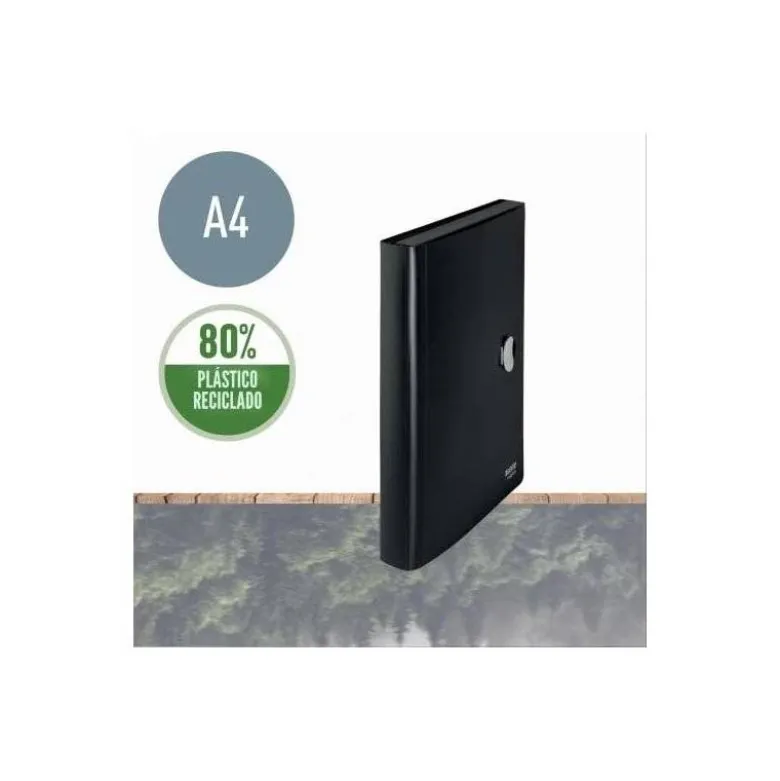 CARPETA LEITZ RECYCLE CLASIFICADOR FUELLE POLIPROPILENO 5+1 COMPARTIMENTOS DIN A4 NEGRO