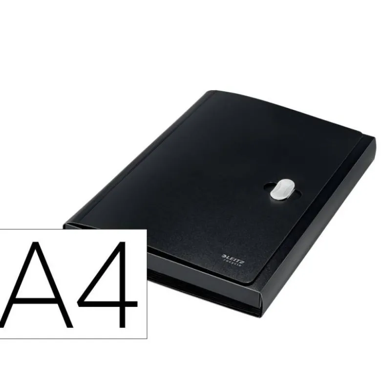 CARPETA LEITZ RECYCLE CLASIFICADOR FUELLE POLIPROPILENO 5+1 COMPARTIMENTOS DIN A4 NEGRO