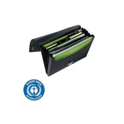 CARPETA LEITZ RECYCLE CLASIFICADOR FUELLE POLIPROPILENO 5+1 COMPARTIMENTOS DIN A4 NEGRO