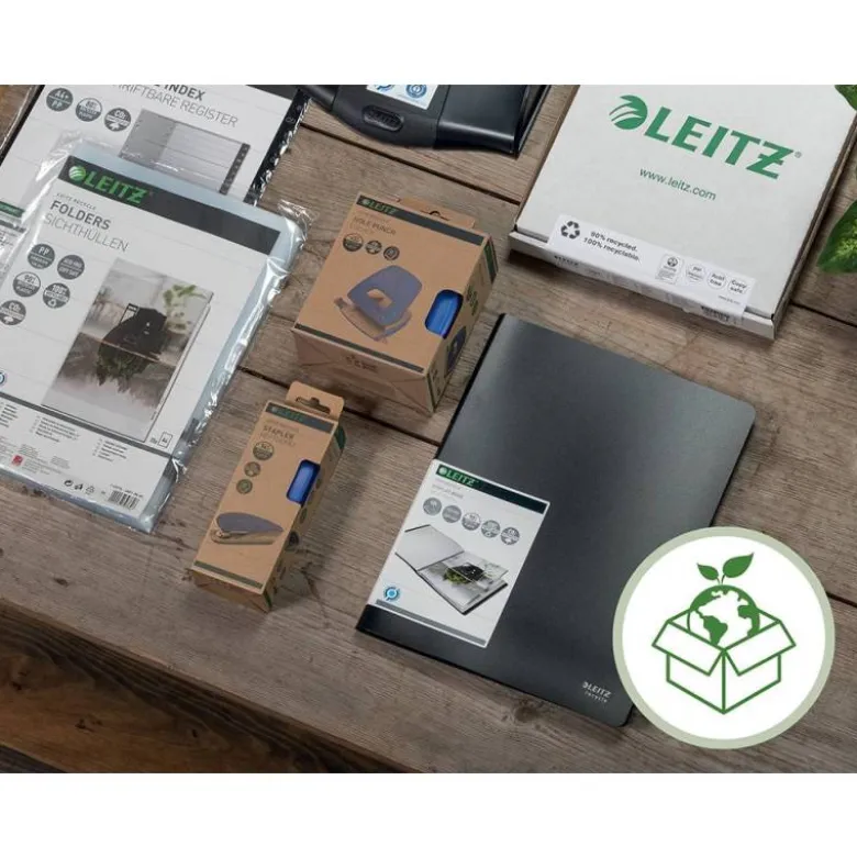 CARPETA LEITZ RECYCLE GOMAS DIN A4 CARTON RECICLABLE 100% AZUL