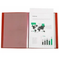 CARPETA LIDERPAPEL 30 FUNDAS CANGURO PP DIN A4 ROJO TRANSLUCIDO PORTADA Y LOMO PERSONALIZABLE