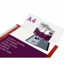 CARPETA LIDERPAPEL 10 FUNDAS CANGURO PP DIN A4 ROJO TRANSLUCIDO PORTADA Y LOMO PERSONALIZABLE