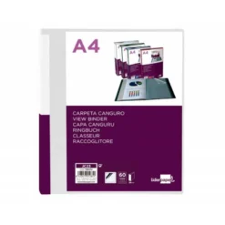 CARPETA LIDERPAPEL 60 FUNDAS CANGURO PP DIN A4 TRANSPARENTE PORTADA Y LOMO PERSONALIZABLE