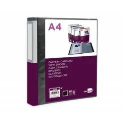 Carpeta Liderpapel 60 fundas canguro pp Din A4 negro opaco portada y lomo personalizable.