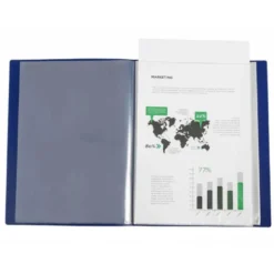CARPETA LIDERPAPEL 10 FUNDAS CANGURO PP DIN A4 AZUL TRANSLUCIDO PORTADA Y LOMO PERSONALIZABLE