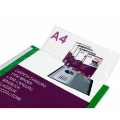 CARPETA LIDERPAPEL 10 FUNDAS CANGURO PP DIN A4 VERDE TRANSLUCIDO PORTADA Y LOMO PERSONALIZABLE