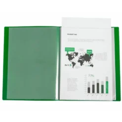 CARPETA LIDERPAPEL 10 FUNDAS CANGURO PP DIN A4 VERDE TRANSLUCIDO PORTADA Y LOMO PERSONALIZABLE