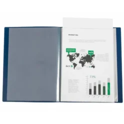 CARPETA LIDERPAPEL 80 FUNDAS CANGURO PP DIN A4 AZUL TRANSLUCIDO PORTADA Y LOMO PERSONALIZABLE