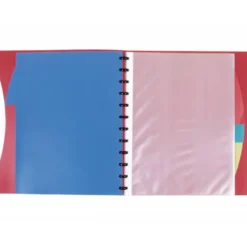 CARPETA LIDERPAPEL A4 CON 40 FUNDAS INTERCAMBIABLES 5 SEP SOBRE Y GOMILLA PORTADA Y LOMO PERSONALIZABLE ROJO