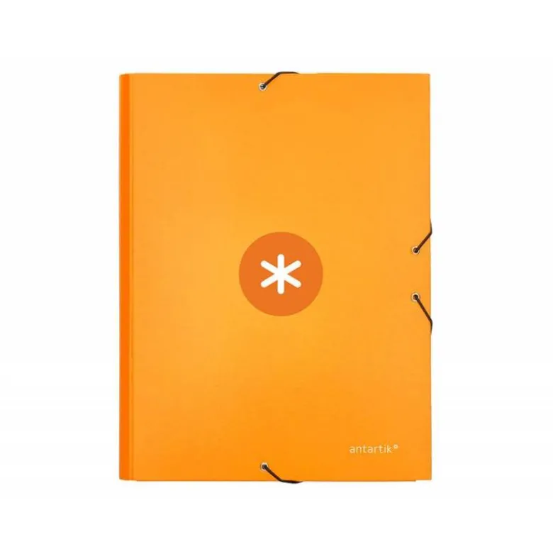 CARPETA LIDERPAPEL ANTARTIK GOMAS A4 3 SOLAPAS CARTON FORRADO COLOR MOSTAZA