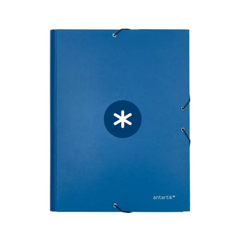 CARPETA LIDERPAPEL ANTARTIK GOMAS DIN A4 3 SOLAPAS CARTON FORRADO COLOR AZUL