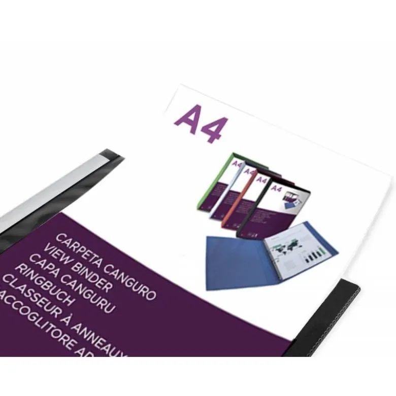 CARPETA LIDERPAPEL CANGURO 2 ANILLAS 25 MM DIN A4 COLOR NEGRO POLIPROPILENO