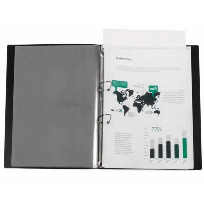 CARPETA LIDERPAPEL CANGURO 2 ANILLAS 25 MM DIN A4 COLOR NEGRO POLIPROPILENO