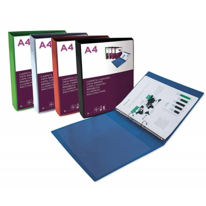 CARPETA LIDERPAPEL CANGURO 2 ANILLAS 25 MM DIN A4 COLOR NEGRO POLIPROPILENO