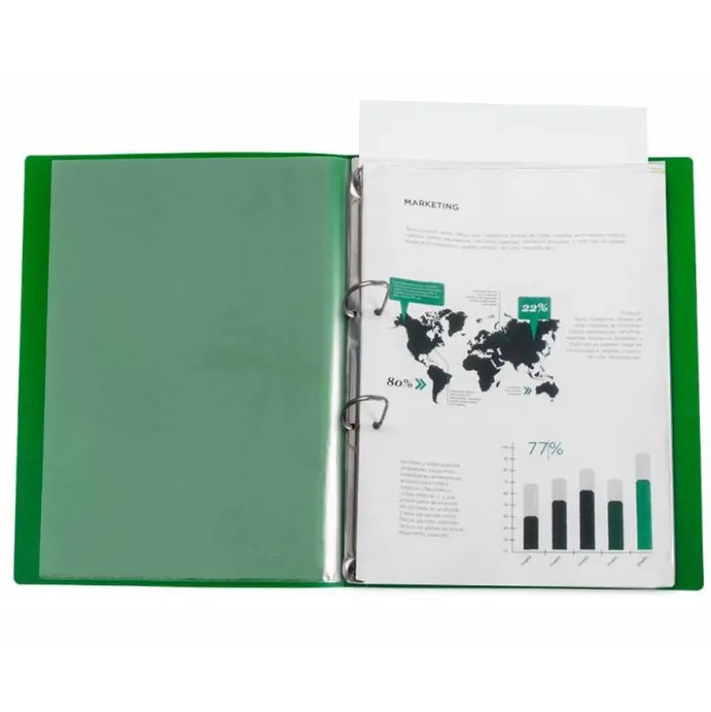 CARPETA LIDERPAPEL CANGURO 2 ANILLAS 25 MM DIN A4 COLOR VERDE POLIPROPILENO