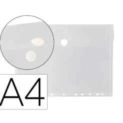 CARPETA LIDERPAPEL DOSSIER BROCHE POLIPROPILENO A4 CIERRE DE VELCRO 180 MICRAS 11 TALADROS TRANSPARENTE