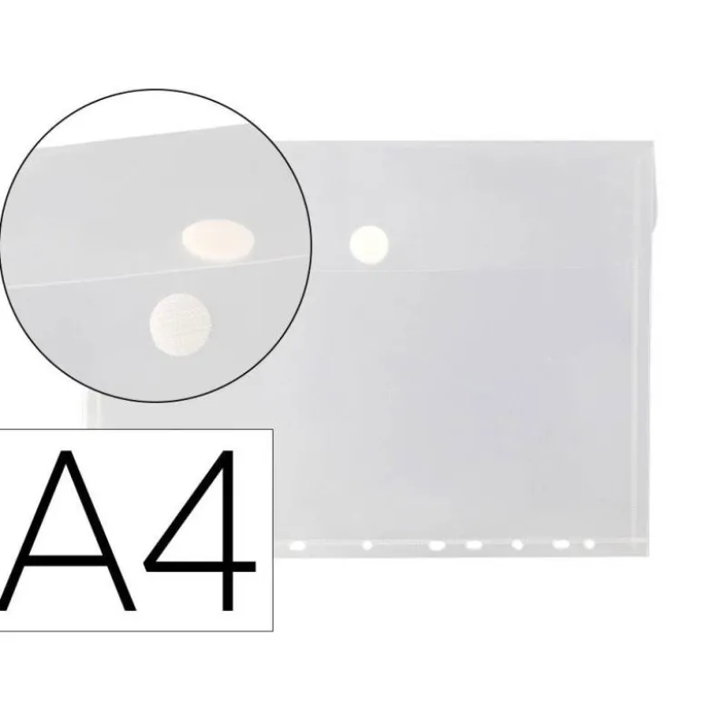 CARPETA LIDERPAPEL DOSSIER BROCHE POLIPROPILENO A4 CIERRE DE VELCRO 180 MICRAS 11 TALADROS TRANSPARENTE