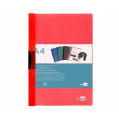 CARPETA LIDERPAPEL DOSSIER PINZA LATERAL POLIPROPILENO DIN A4 ROJO TRANSLUCIDO 60 HOJAS PINZA DESLIZANTE