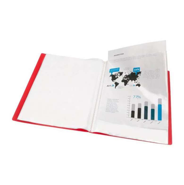 CARPETA LIDERPAPEL ESCAPARATE 40 FUNDAS POLIPROPILENO DIN A3 ROJO TRANSLUCIDO