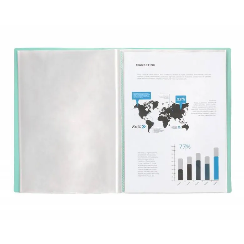 CARPETA LIDERPAPEL ESCAPARATE 80 FUNDAS POLIPROPILENO DIN A4 VERDE MANZANA OPACO