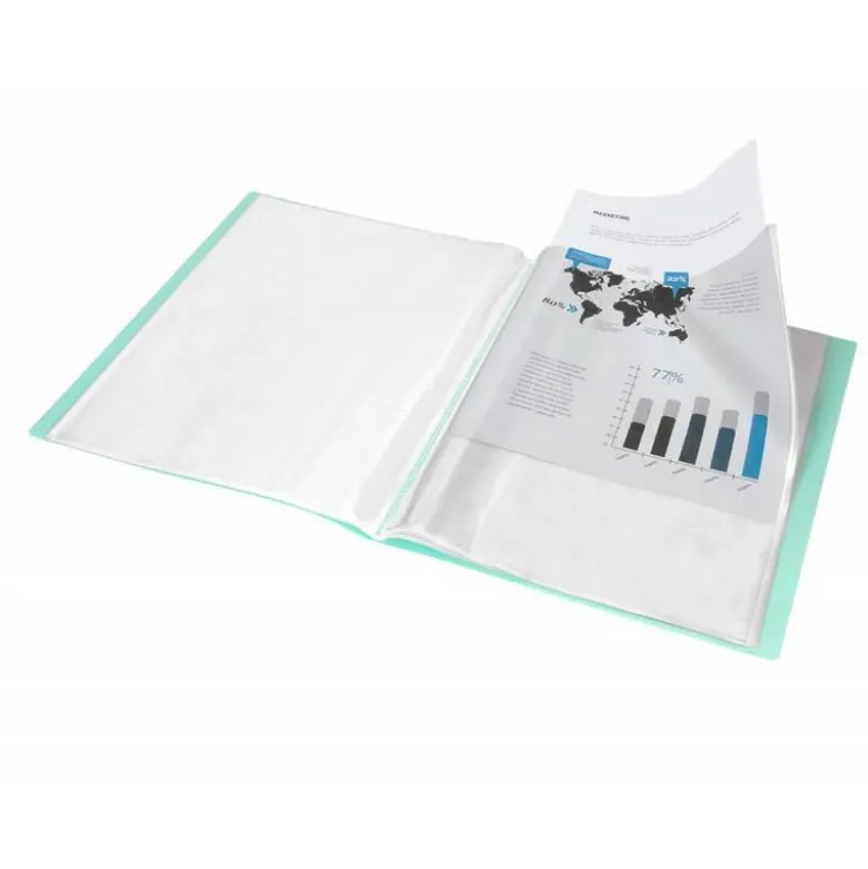 CARPETA LIDERPAPEL ESCAPARATE 80 FUNDAS POLIPROPILENO DIN A4 VERDE MANZANA OPACO