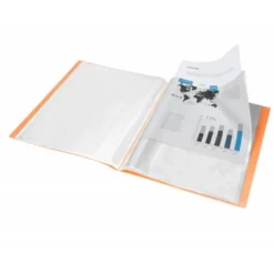 CARPETA LIDERPAPEL ESCAPARATE 80 FUNDAS POLIPROPILENO DIN A4 NARANJA FLUOR OPACO
