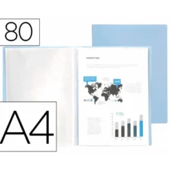 CARPETA LIDERPAPEL ESCAPARATE 80 FUNDAS POLIPROPILENO DIN A4 CELESTE OPACO
