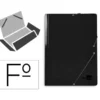 CARPETA LIDERPAPEL GOMAS FOLIO 3 SOLAPAS CARTON PLASTIFICADO COLOR NEGRO