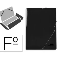 CARPETA LIDERPAPEL GOMAS FOLIO 3 SOLAPAS CARTON PLASTIFICADO COLOR NEGRO