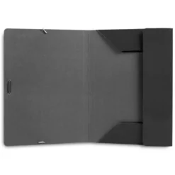 CARPETA LIDERPAPEL GOMAS FOLIO 3 SOLAPAS CARTON PLASTIFICADO COLOR NEGRO
