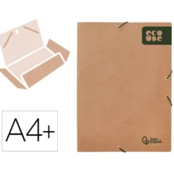 CARPETA LIDERPAPEL GOMAS DIN A4+ COLOR KRAFT MARRON CARTULINA