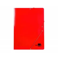 CARPETA LIDERPAPEL GOMAS FOLIO 3 SOLAPAS CARTON PLASTIFICADO COLOR ROJO