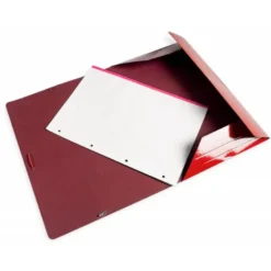 CARPETA LIDERPAPEL GOMAS FOLIO 3 SOLAPAS CARTON PLASTIFICADO COLOR ROJO