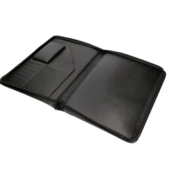 CARPETA PORTAFOLIOS CREMALLERA CON BOLSA PARA MOVIL Y TARJETERO COLOR NEGRO 260X355 MM