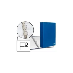 Carpeta 4 anillas carton forrado Liderpapel Paper Coat lomo 60 mm azul