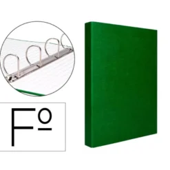 Carpeta 4 anillas carton forrado Liderpapel Paper Coat lomo 60 mm verde