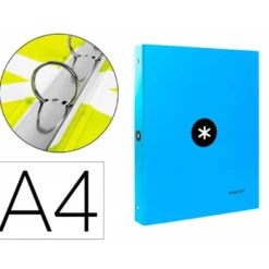 Carpeta 4 anillas 25mm Liderpapel Antartik A4 color azul carton forrado